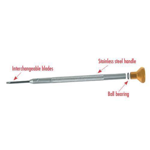 Horotec MSA01.201 Watchmaker Screwdriver Light Blue Aluminium Head Ball Bearings