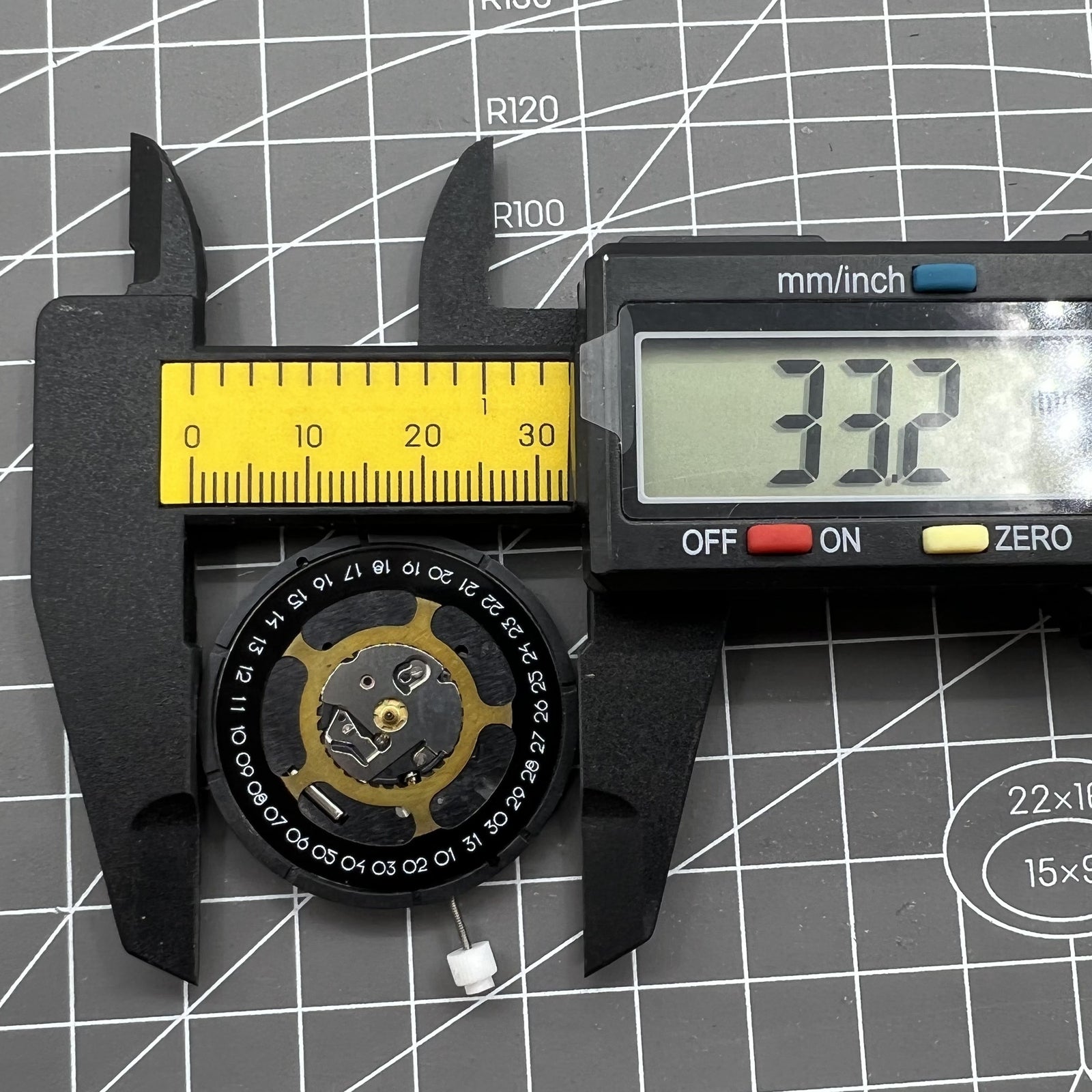 Black dial quartz watch movement replacement ISA 2334/1035 for accurate timekeeping by ISA brand.