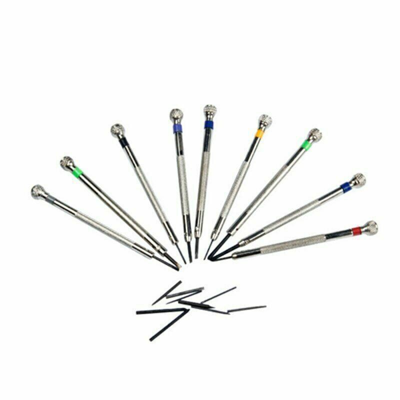 Schraubendreher-Set mit 9 Schlitzschraubendrehern mit flacher Klinge, Größe 0,6 mm – 2,0 mm