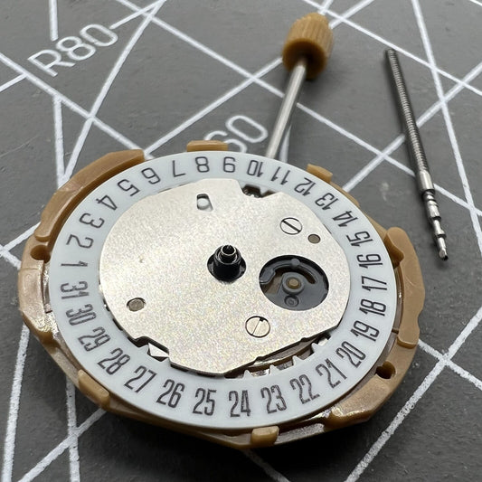 Japan Miyota GL10 quartz watch movement with 3 hands and date display at 6 o'clock, precise and reliable.