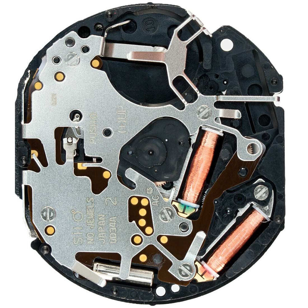 Hattori Epson TMI VD34A quartz watch movement, Japan-made, precision timekeeping component.