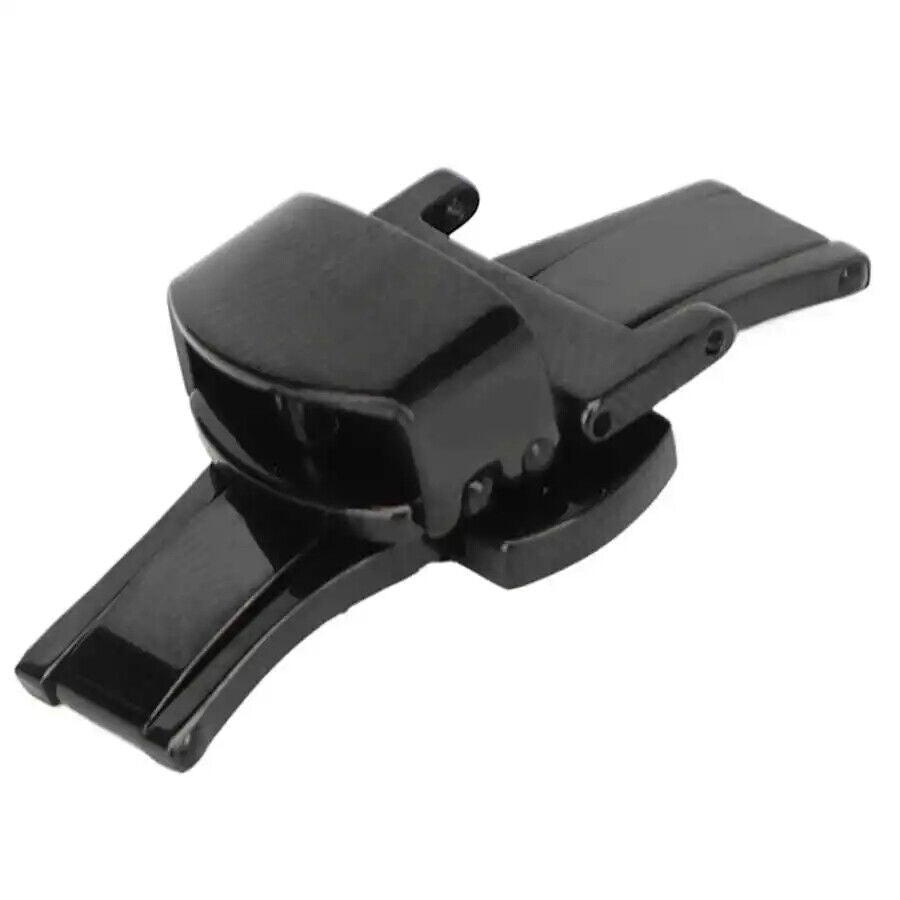 Black Watch Strap Buckle Watch Clasp Stainless Steel Double Push Button