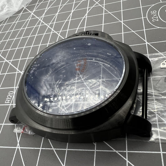 44mm black sapphire watch case by Seagull, compatible with ST3600/ST3621 and ETA6497/6498 movements.