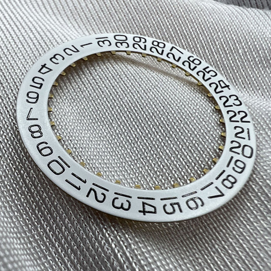 Generic white date disk for ETA2824-2 watch movement, showing date at 6 o'clock position.