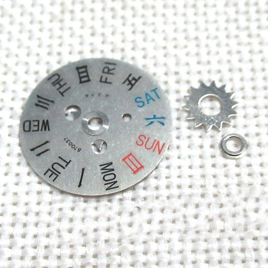 English+Chinese week disk wheel for Orient 46941 46943 watch movement, durable replacement part.