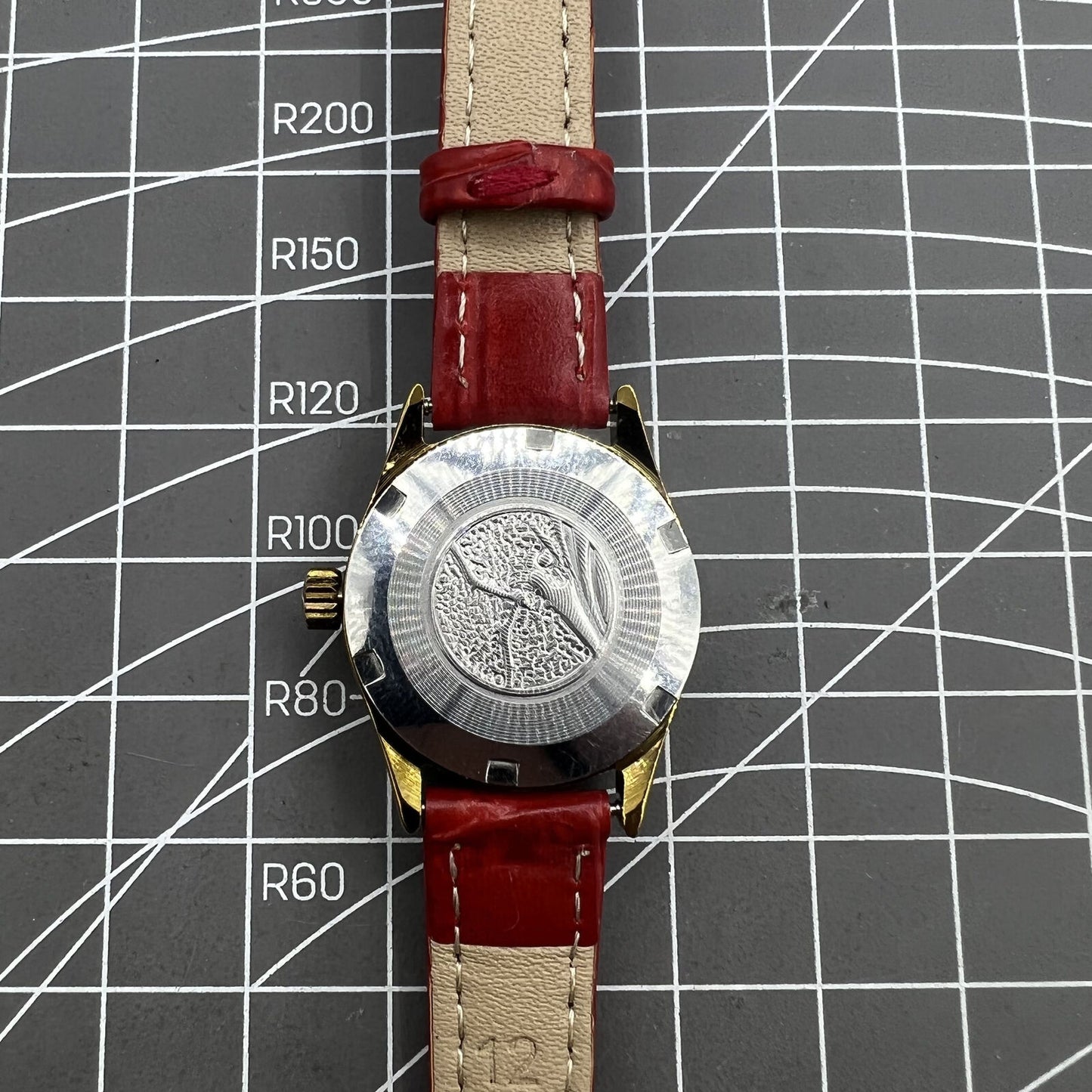 Montre mécanique manuelle Seagull pour femme, rouge, dégradé, clou doré, calendrier simple