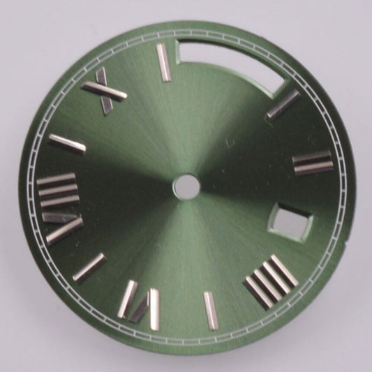 Silver 28.5mm No Lume Nail Dial in Army Green by Seagull for ST1644 Watch Movement