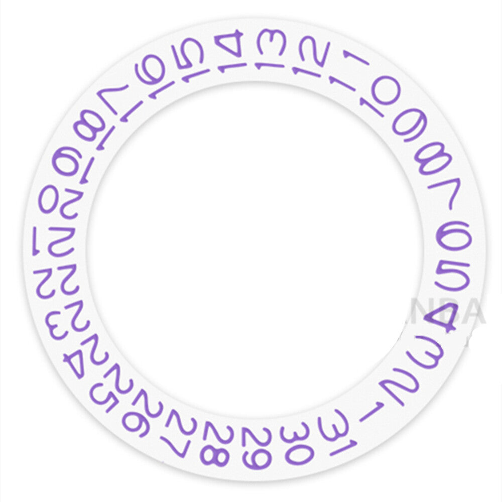 White Background Light Purple Character Disk Date Wheel for Seiko NH35 NH36