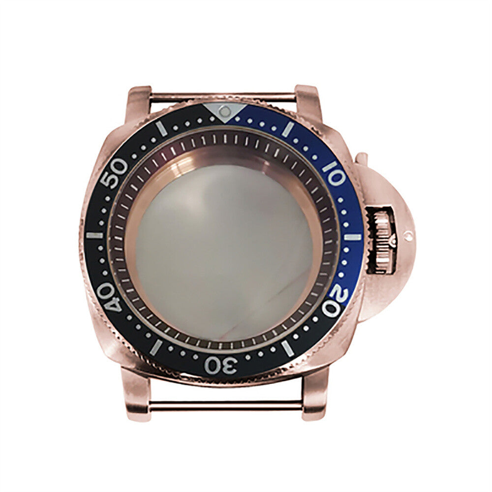 42 mm Mineralspiegel PVD Stahl Roségold Uhrengehäuse für NH35/NH36/4R/7S