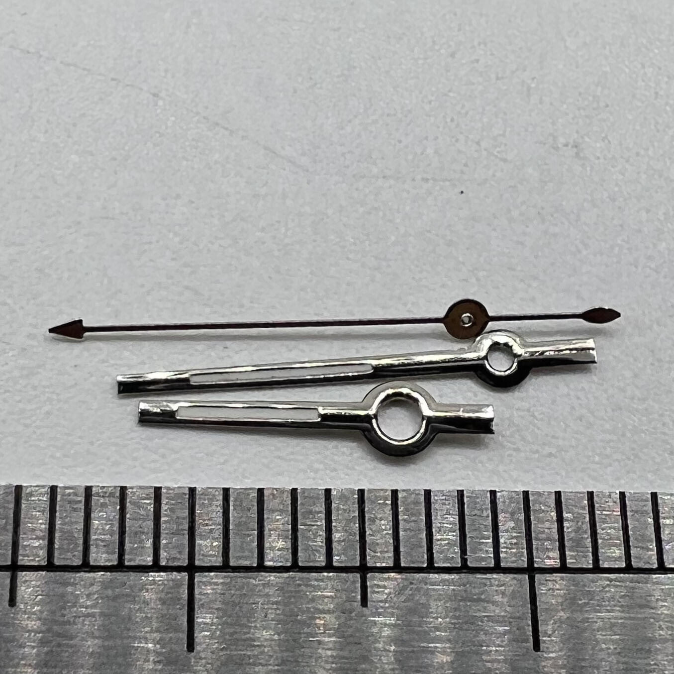 Black 13mm watch hands with silver trim by Seagull, designed for ST6 automatic mechanical movements.