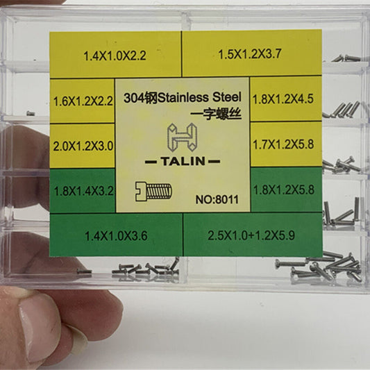 304 stainless steel slotted Phillips screw for jewelry and watch repair.