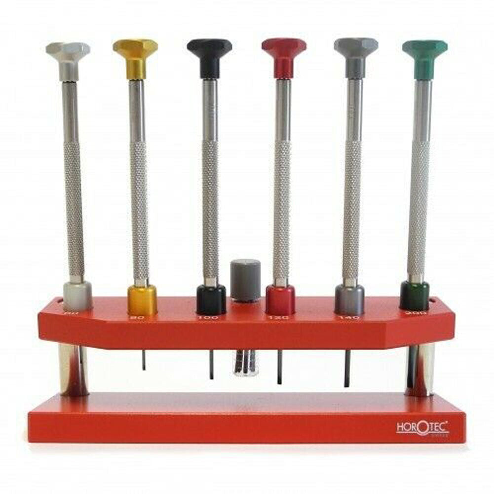 Horotec MSA01.201D Watchmakers Screwdriver Set of 6 with Sturdy Aluminium Stand