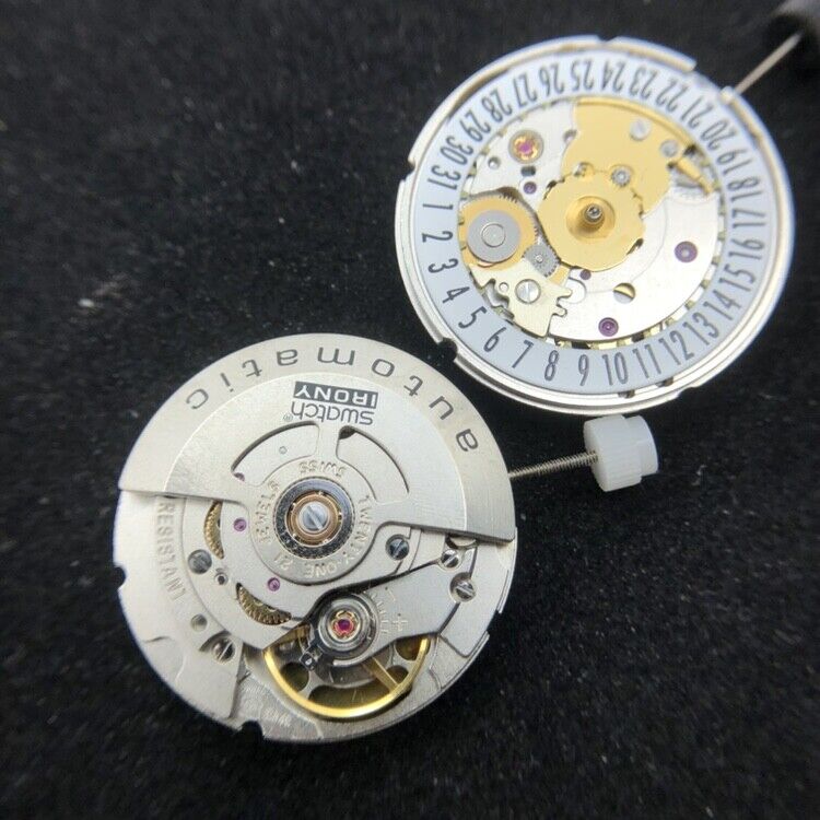 Swiss Made ETA2824 mechanical watch movement with date at 6, reliable C07.111 replacement part.