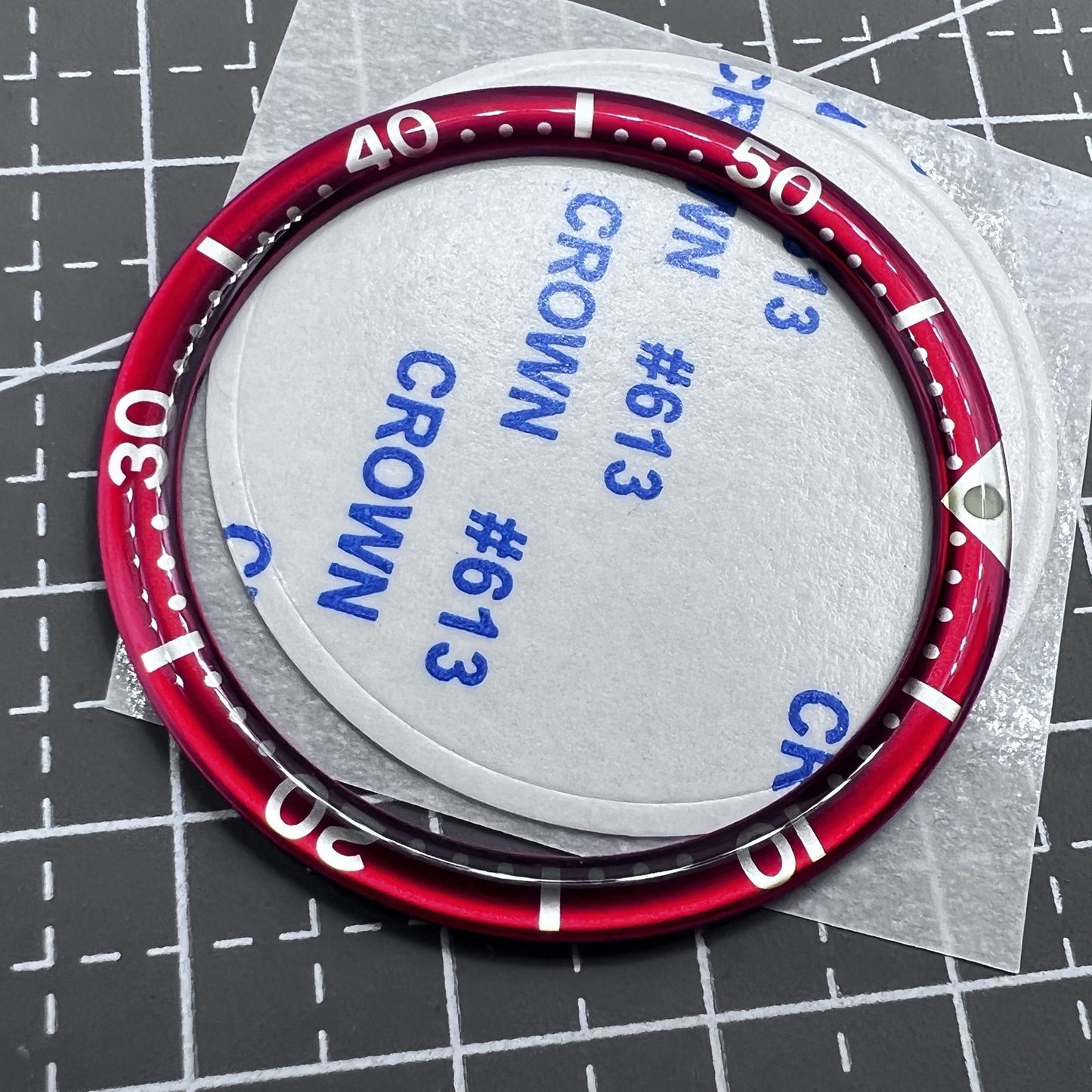 39mm/32,2mm Uhr Lünette Einsatz Weiß Schrift Kreisbogen Abschrägung Aluminium
