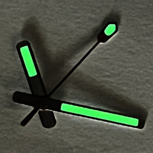 12mm silver-trimmed C3 green luminous diving watch hands, compatible with SKX/SBBN NH35A/NH36 movements.