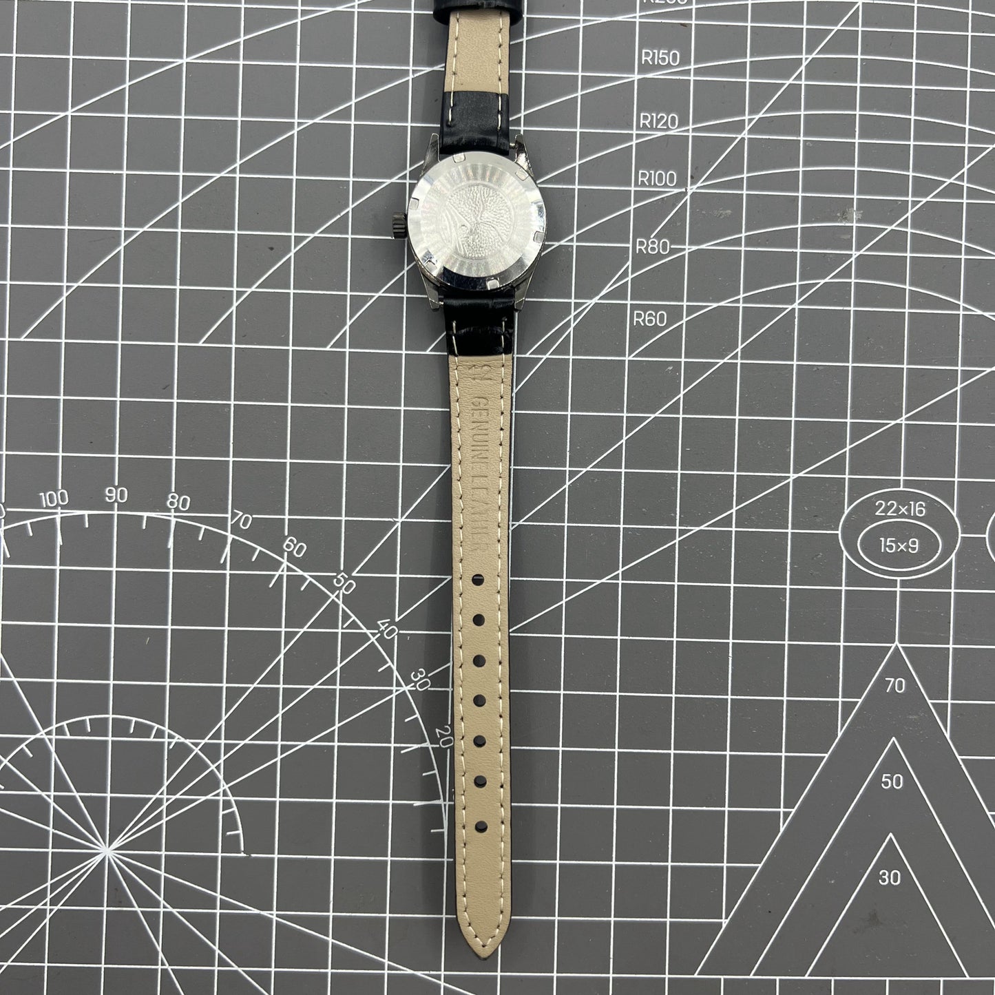 Seagull black case ladies manual mechanical watch with gold nail markers and shock-resistant design.