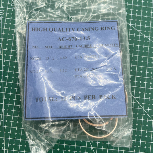 AC-676-13.5 watch movement case spacer ring holder, 12 pieces, 2-line sizes for precise fitting