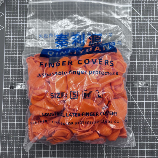 1. Set of 100 natural rubber latex finger cots size M, non-slip protection.