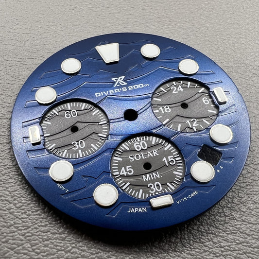 Green luminous watch dial with 31mm silver trim for VD53 movement, perfect for watch repairs.