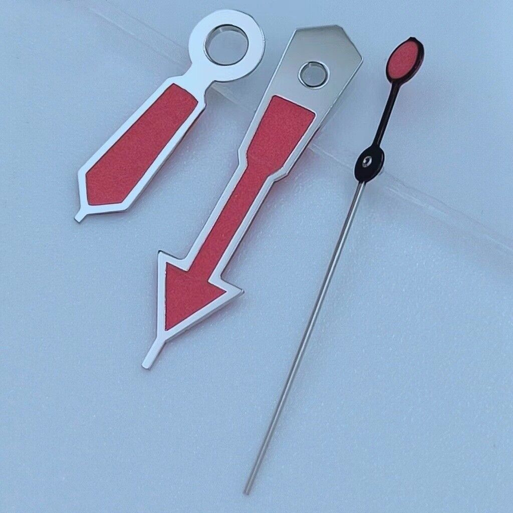 Aiguilles de montre 12,5 mm avec garniture argentée et peinture rouge et verte luminescente pour NH35, NH36, 7S26 et 7S36