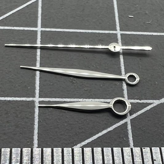 Silver hour, minute, and second hands set for Miyota 9015 men's watch movement.