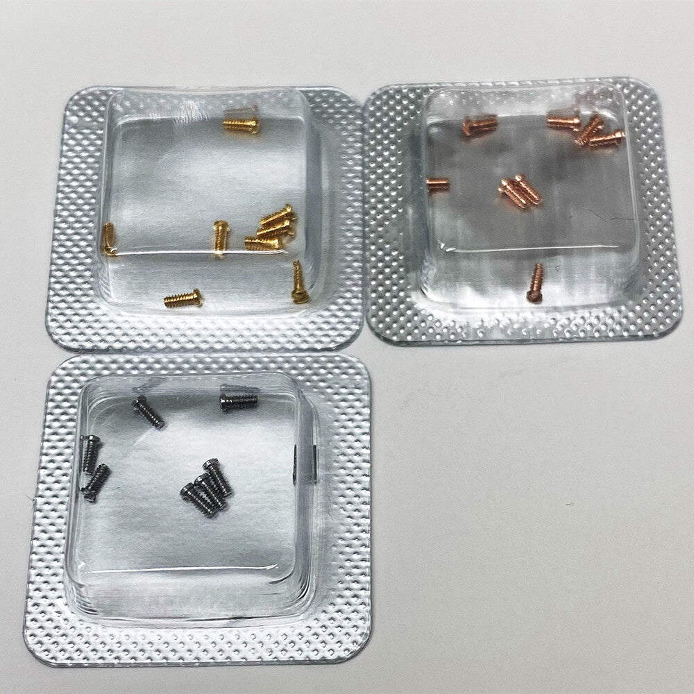 Men?s 3x1mm slotted back cover screws for Cartier watches, durable replacement watch accessory.