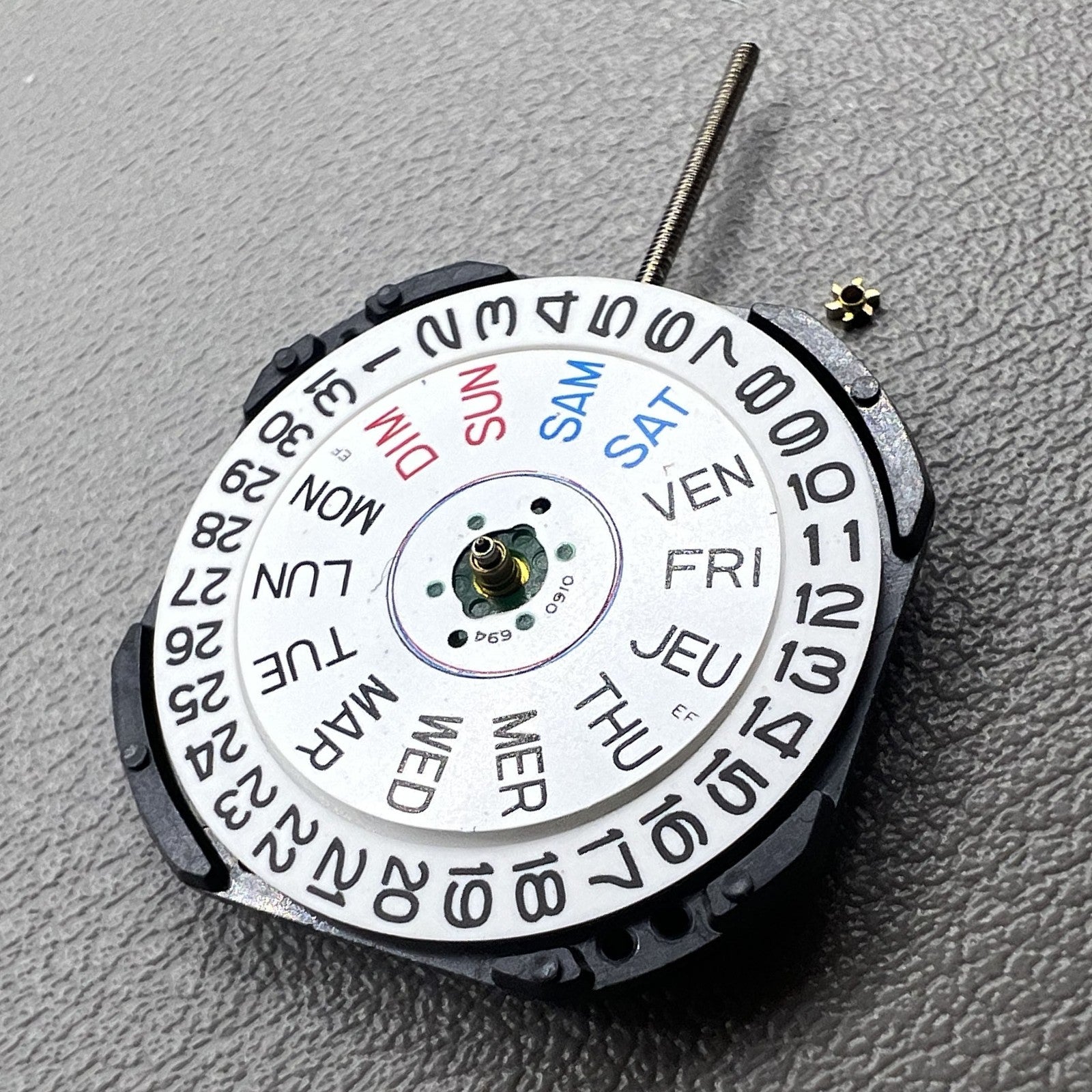 Japan Epson V733C quartz watch movement with day and date display for accurate timekeeping and reliable performance