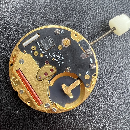 Swiss ETA 255.483 quartz movement showing multifunctional watch mechanism by ETA.