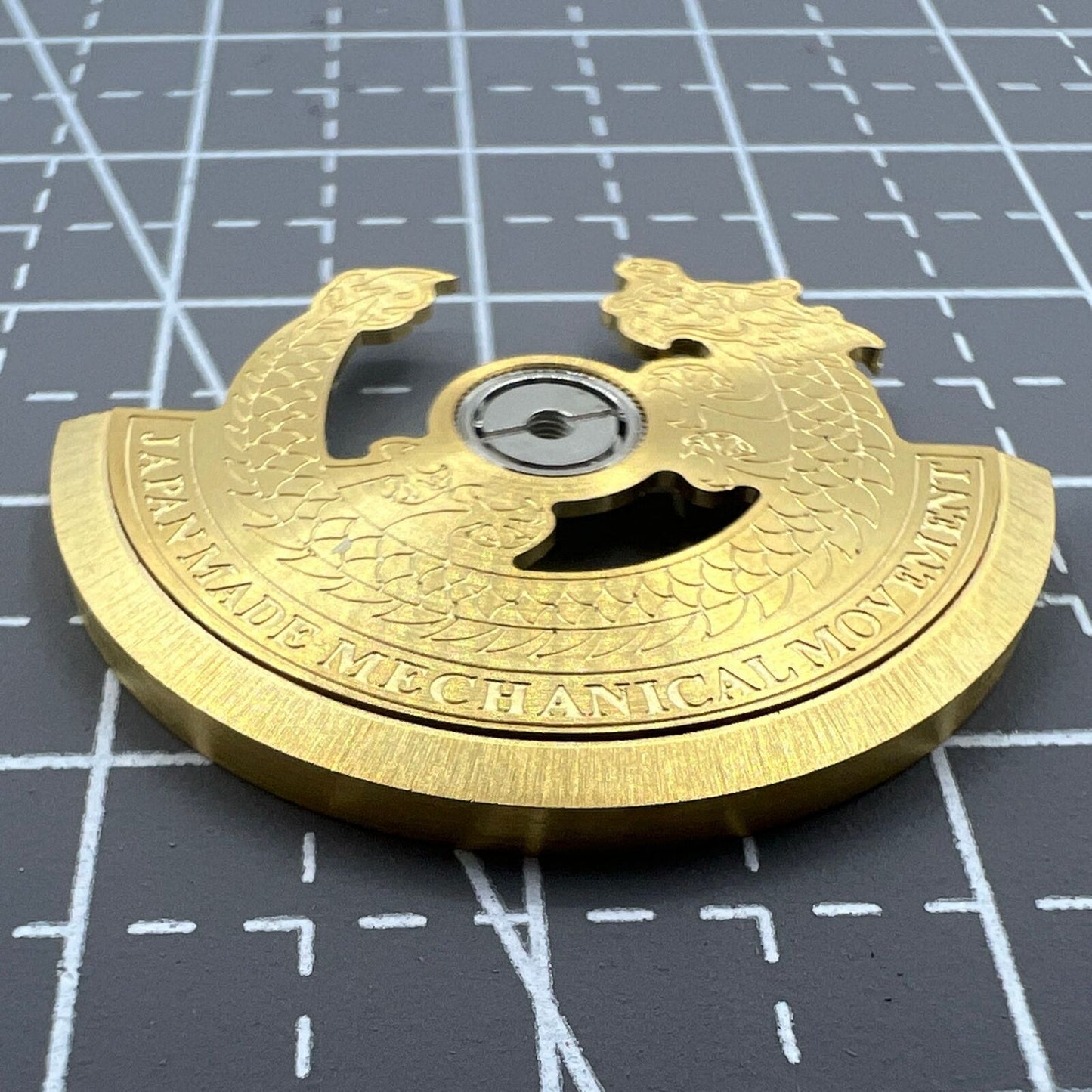Golden Dragon carved rotor oscillating weight for NH35 NH36 watch movement, enhancing automatic winding performance.