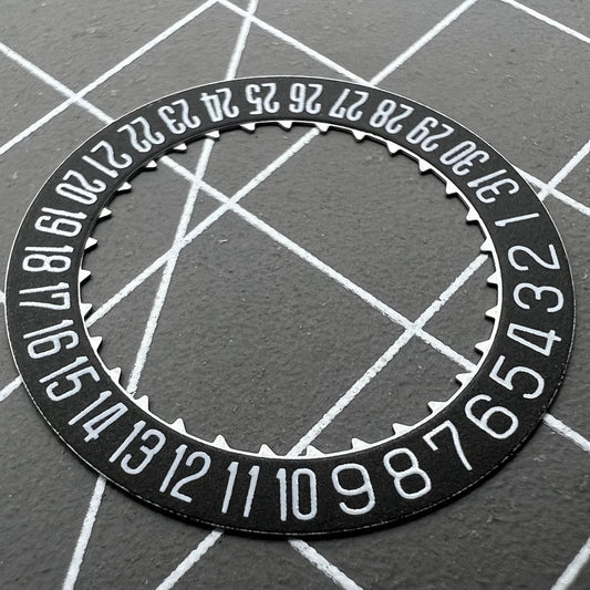 Japan Made black date disk wheel for Miyota 9015 watch, date display at 6 o'clock position.