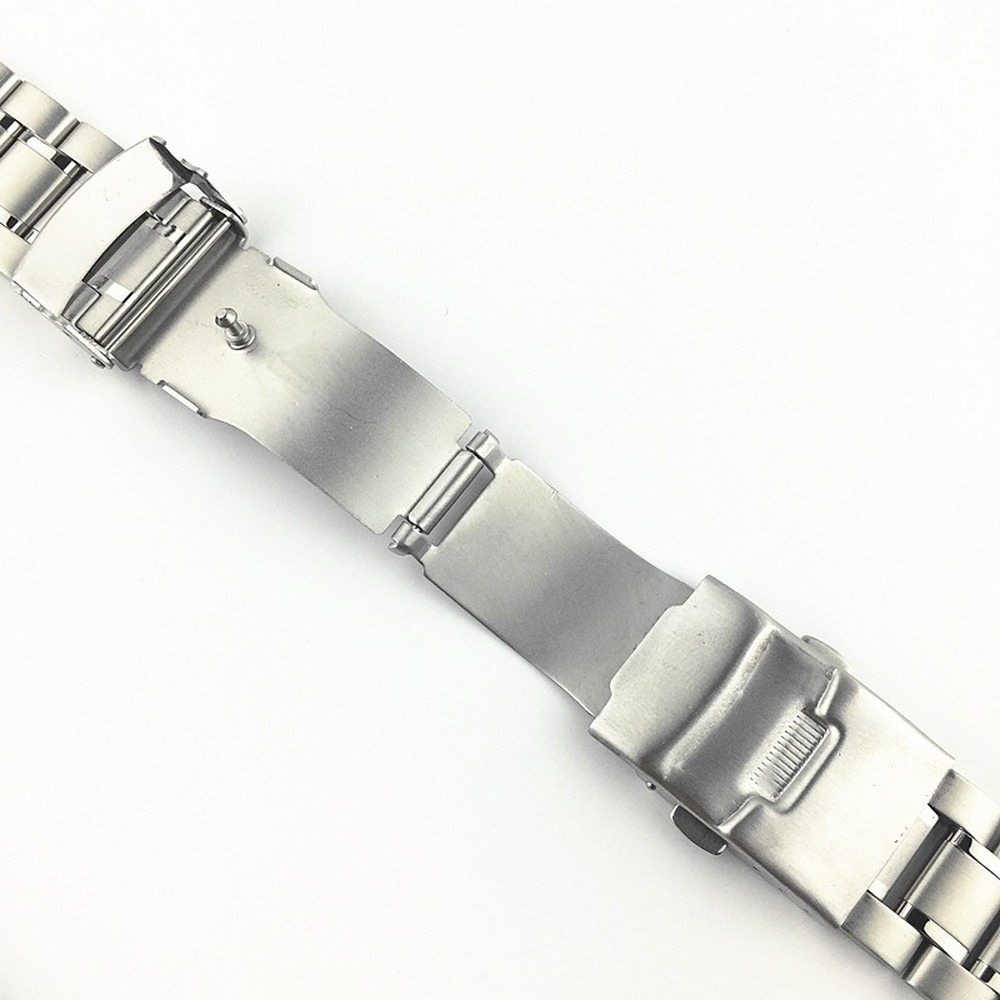 Curved End Watch Band 18-24mm Stainless Steel Watchband Double Lock Buckle