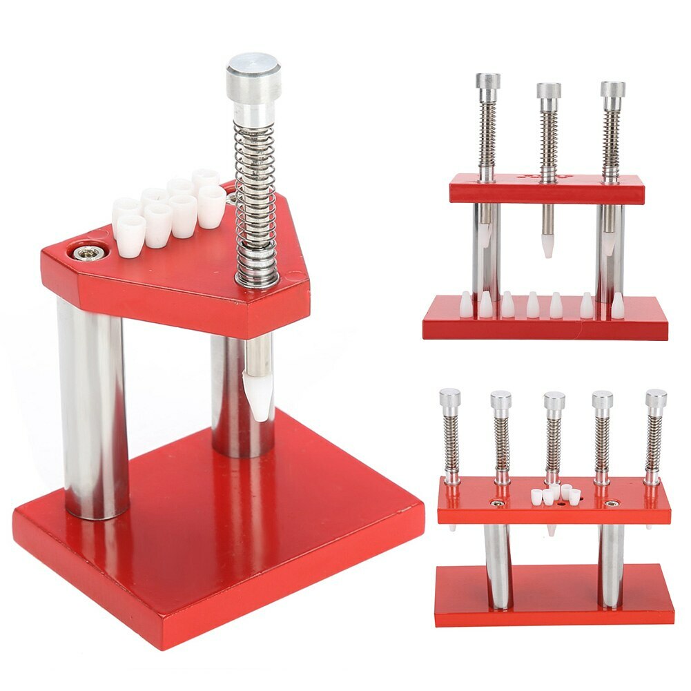 Aluminum alloy 3-head watch hand presser for precise fitting and removal.