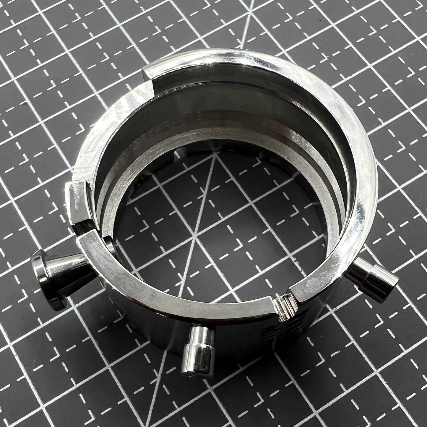 Chromium-plated ETA 7750 movement holder by Generic, sturdy tool for precise watch repairs and assembly.