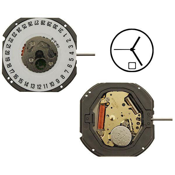 Miyota 1S13 Japan Quartz Movement Date at 6
