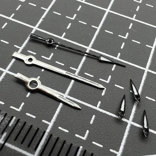 Silver 13mm watch hands with black trim and lume for Miyota OS10 OS20 OS22 OS60 OS80 OS11