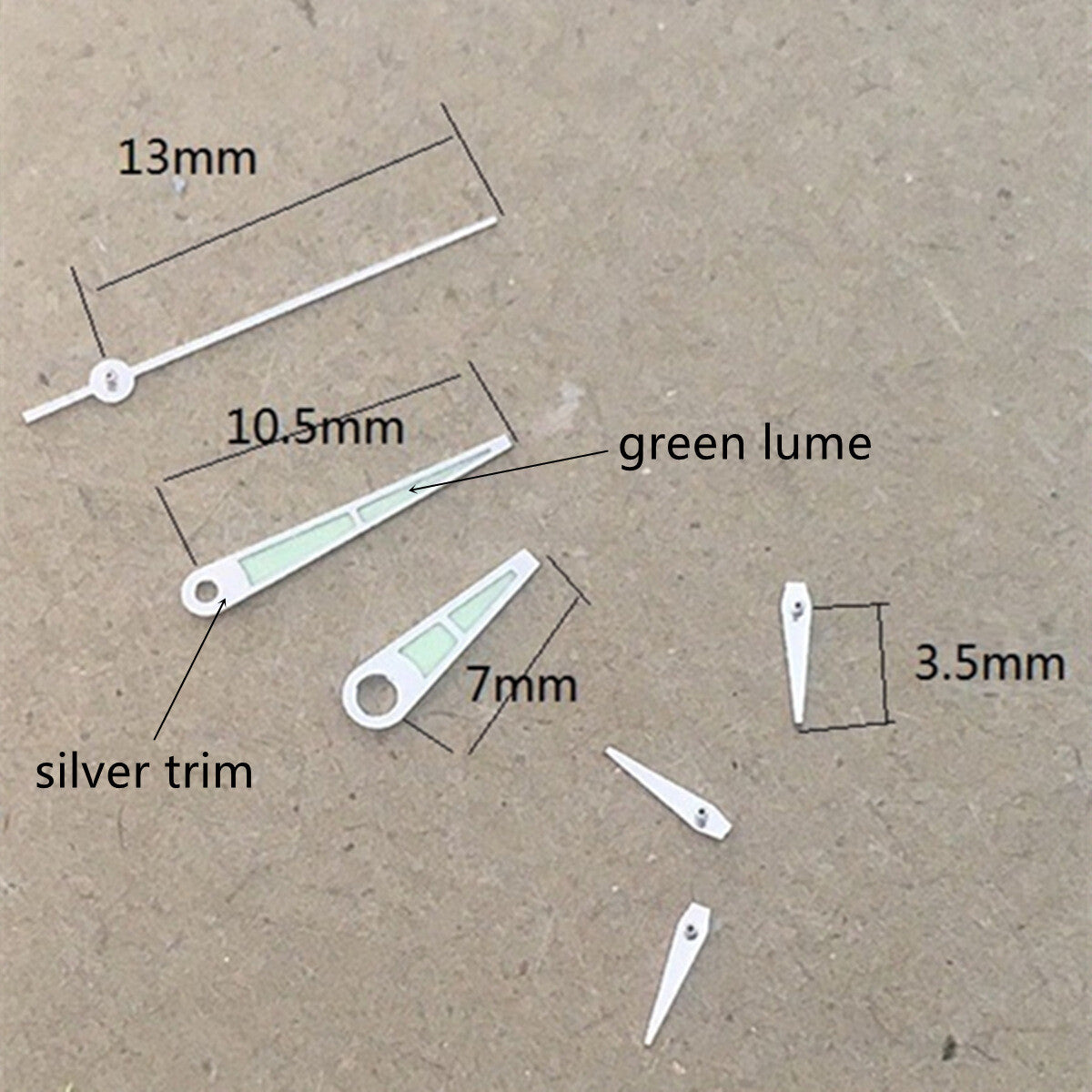 Green lume 3.5mm small second hands for Epson VD53 VD54 VD56 VD57 watch movements