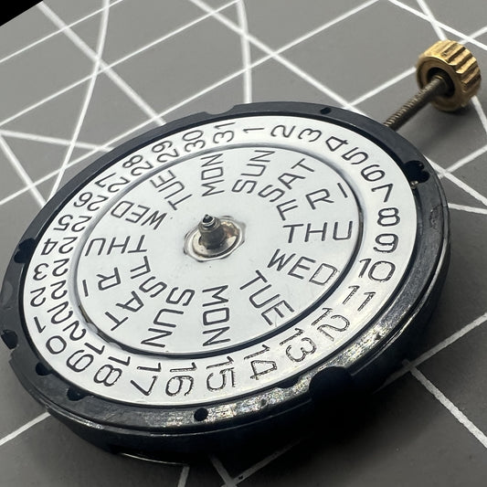 ISA 307 quartz watch movement with date display at 3 o'clock, brand new for precise timekeeping.