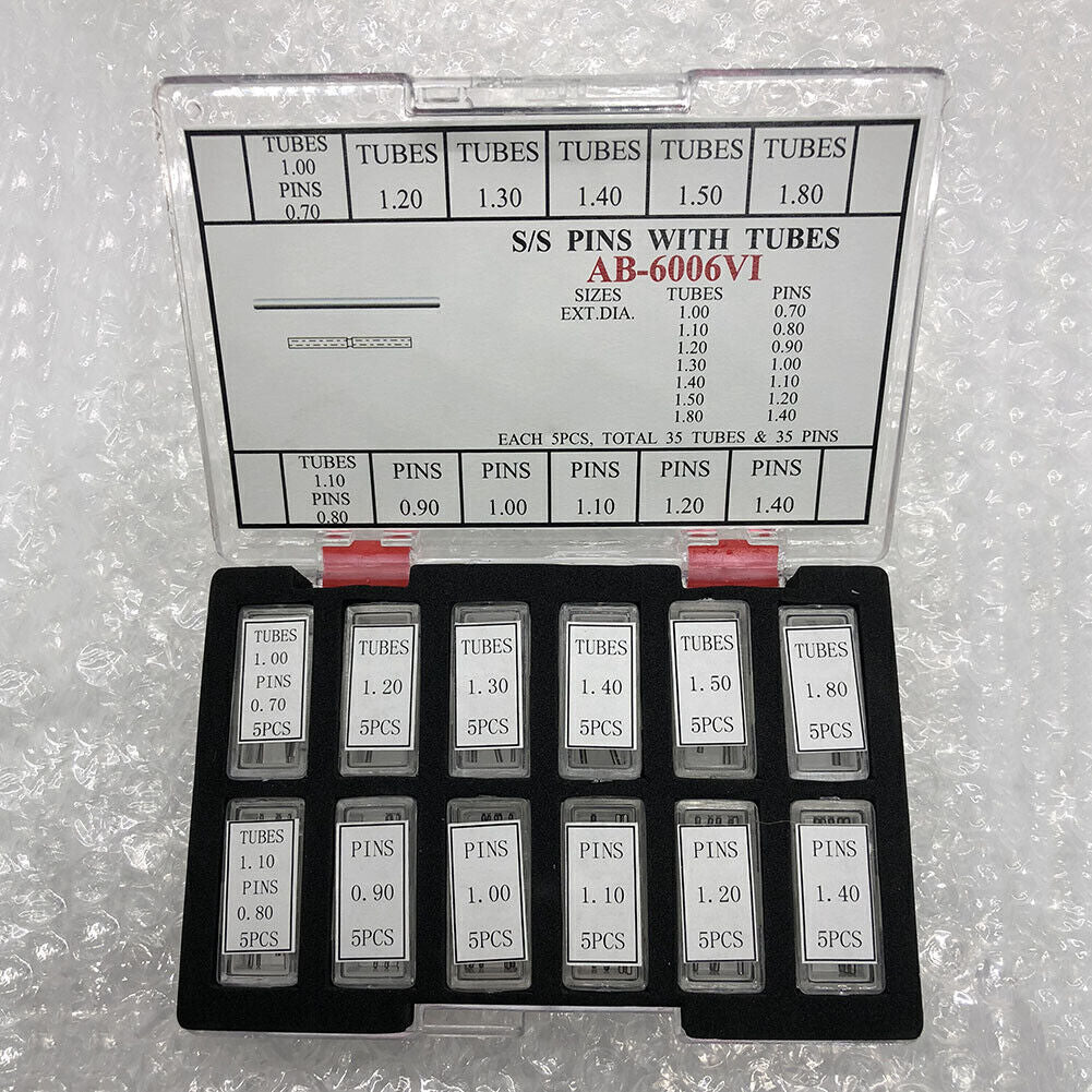 Broches de pression en acier inoxydable avec tubes pour bracelet de montre AB-6006VI, 60 pièces/boîte