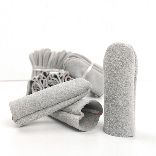 Set of genuine leather recyclable finger cots for watch and jewelry repair protection.