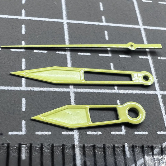 Yellow trim hollow arrow watch hands set for Miyota 2315-2305 movements, stylish accessory.