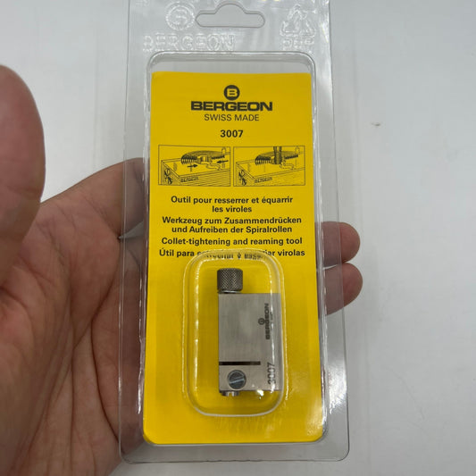Swiss Bergeon 3007 watch accessory tool for collet tightening and reaming, precision Swiss craftsmanship.