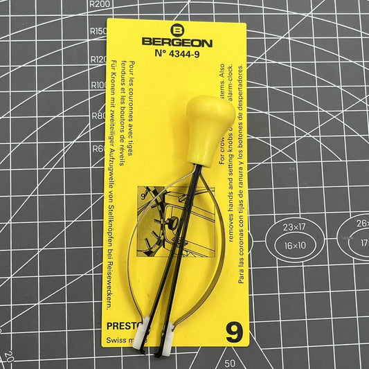 Bergeon 4344-9 watch crown remover tool for precise split stem adjustments in watch repair.