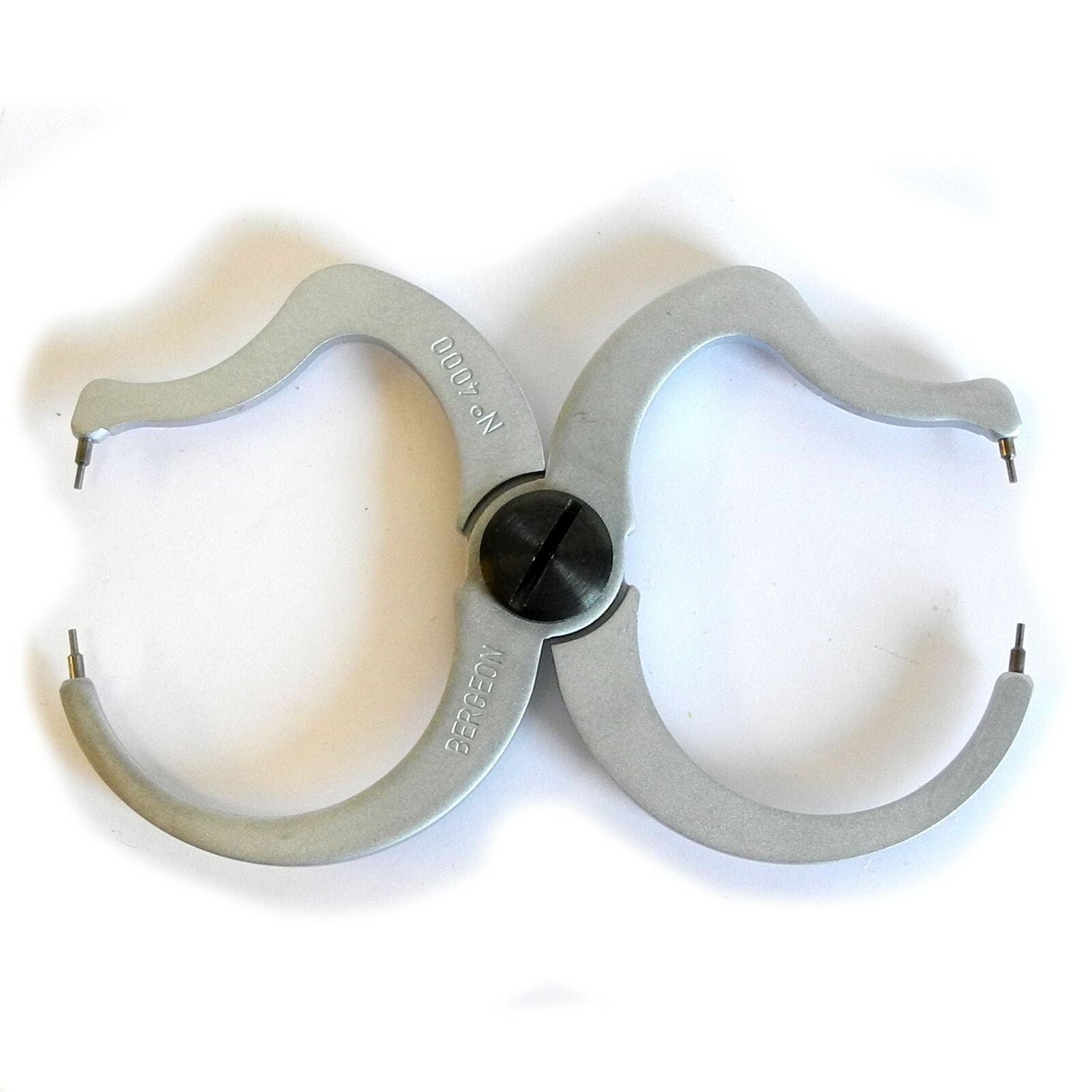 Bergeon 4000 truing tool calipers for precise Swiss watch escapement balance adjustment.