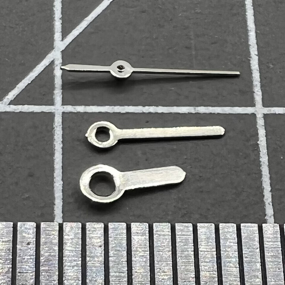 Silver watch hands set by Miyota, compatible with 2035, 2115, 2105, 2305 movements.
