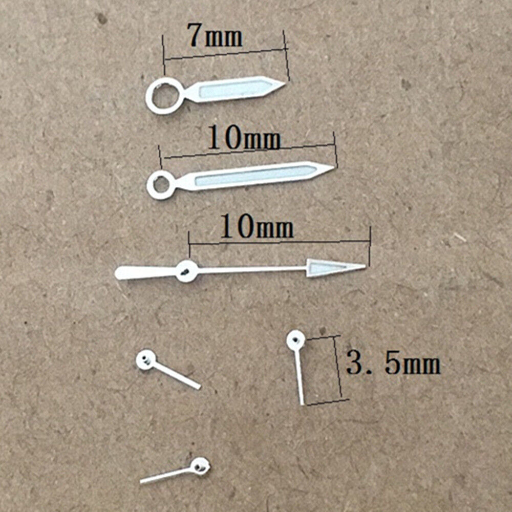 Aiguilles de montre à lumens verts avec garniture argentée pour mouvement à quartz argenté ISA 8162 et ISA 8172