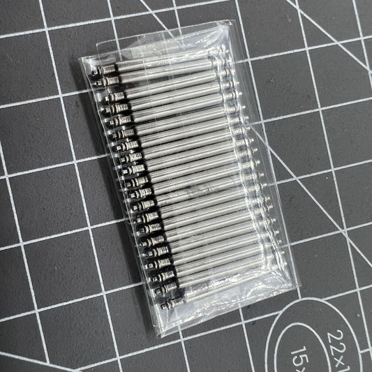 Set of 100 spring bars, 1.8mm diameter, for 10-28mm watch bracelets, perfect for secure strap attachment.