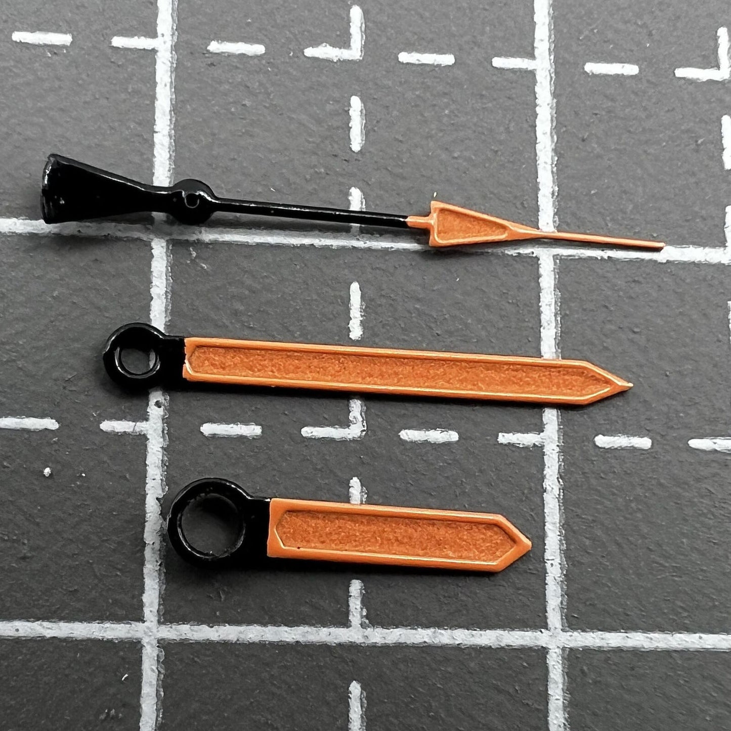 Orange Trim luminous watch hands for Seiko NH36 NH35 7S26 movements, ideal sporty upgrade accessory.