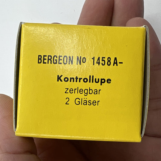 Bergeon 1458A-12 double lens eyeglass with 12x magnification, precision Swiss watchmaker tool.