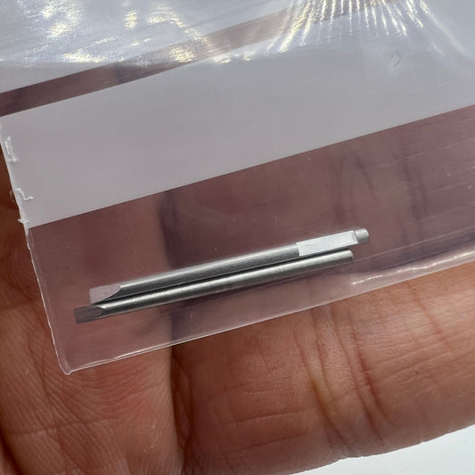 Set of 5 Bergeon 6899-M-140 1.4mm stainless steel ergonomic screwdriver blades for watch repair.