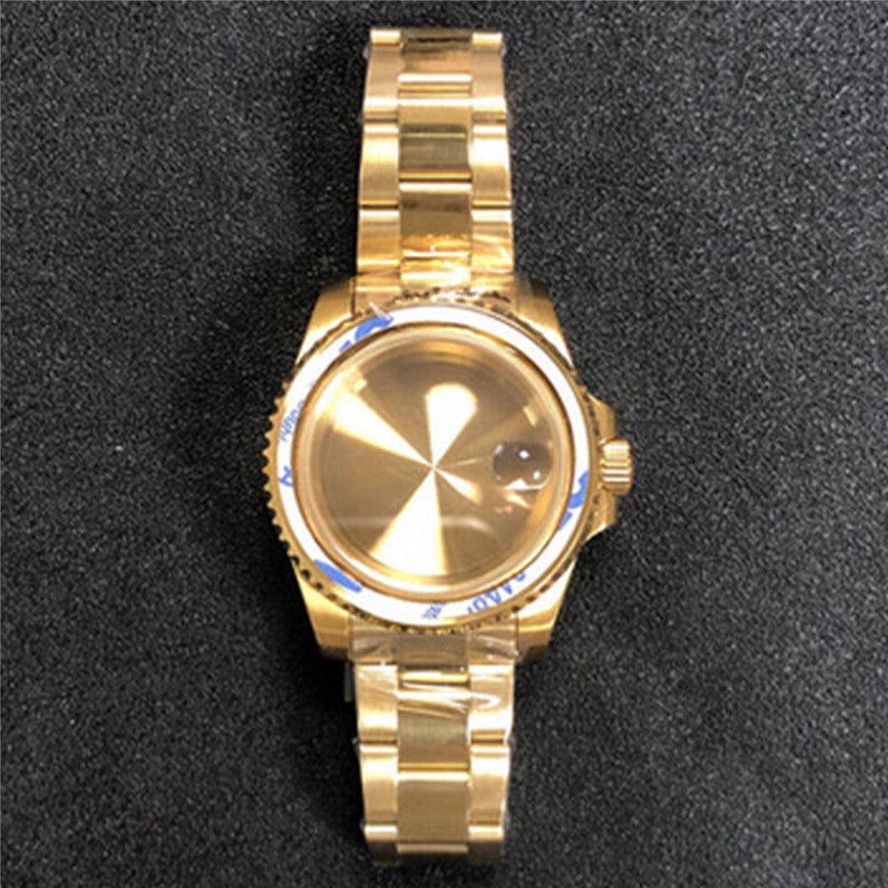 Boîtier de montre PVD + bracelet en verre saphir plat miroir/ceinture pour NH35/NH36